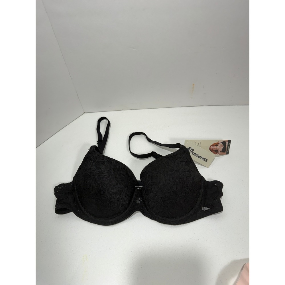 No Boundaries Womens Black Floral Lace Push-Up Bra 34A NWT Adjustable Straps